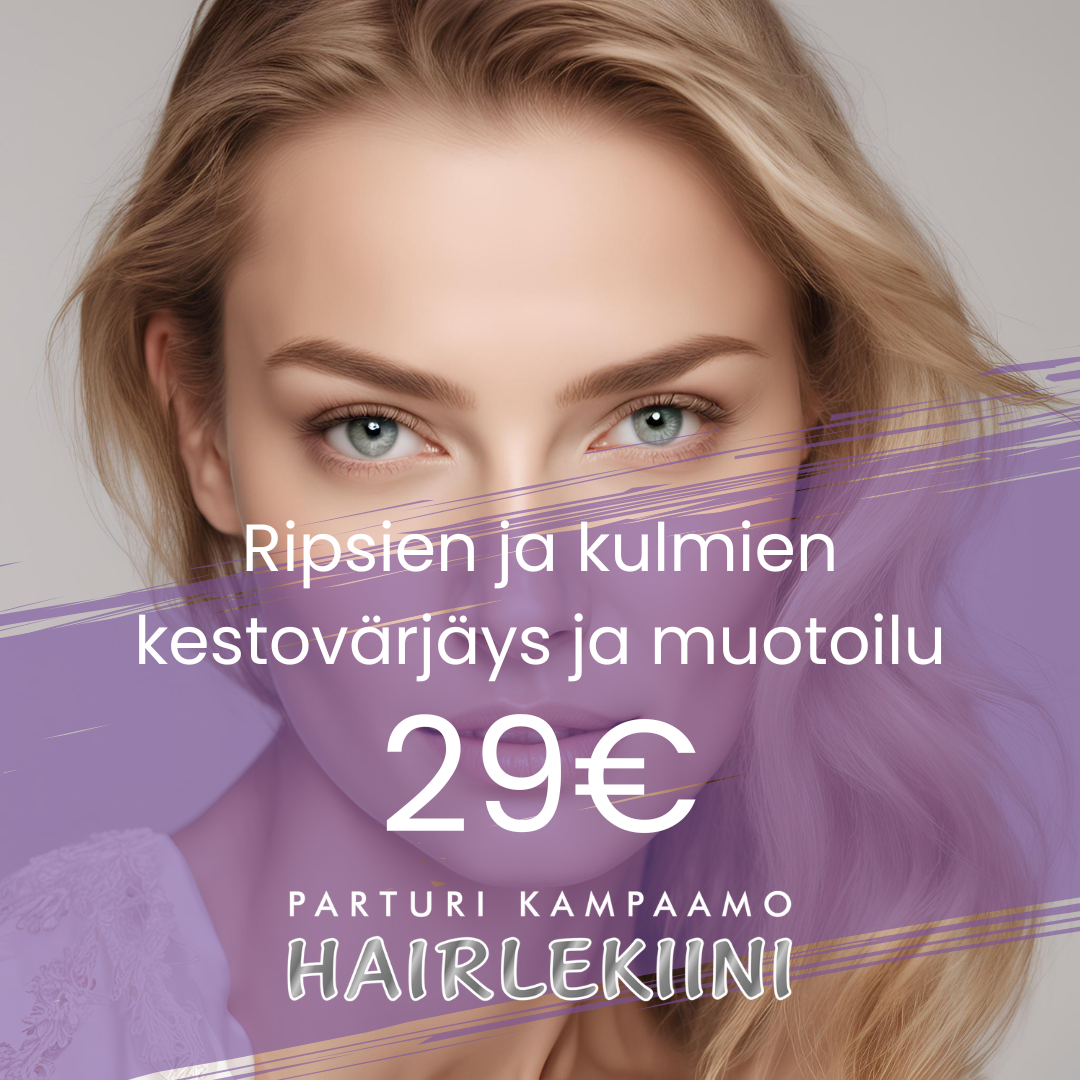 Ripsien ja kulmien kestovärjäys + muotoilu 29€