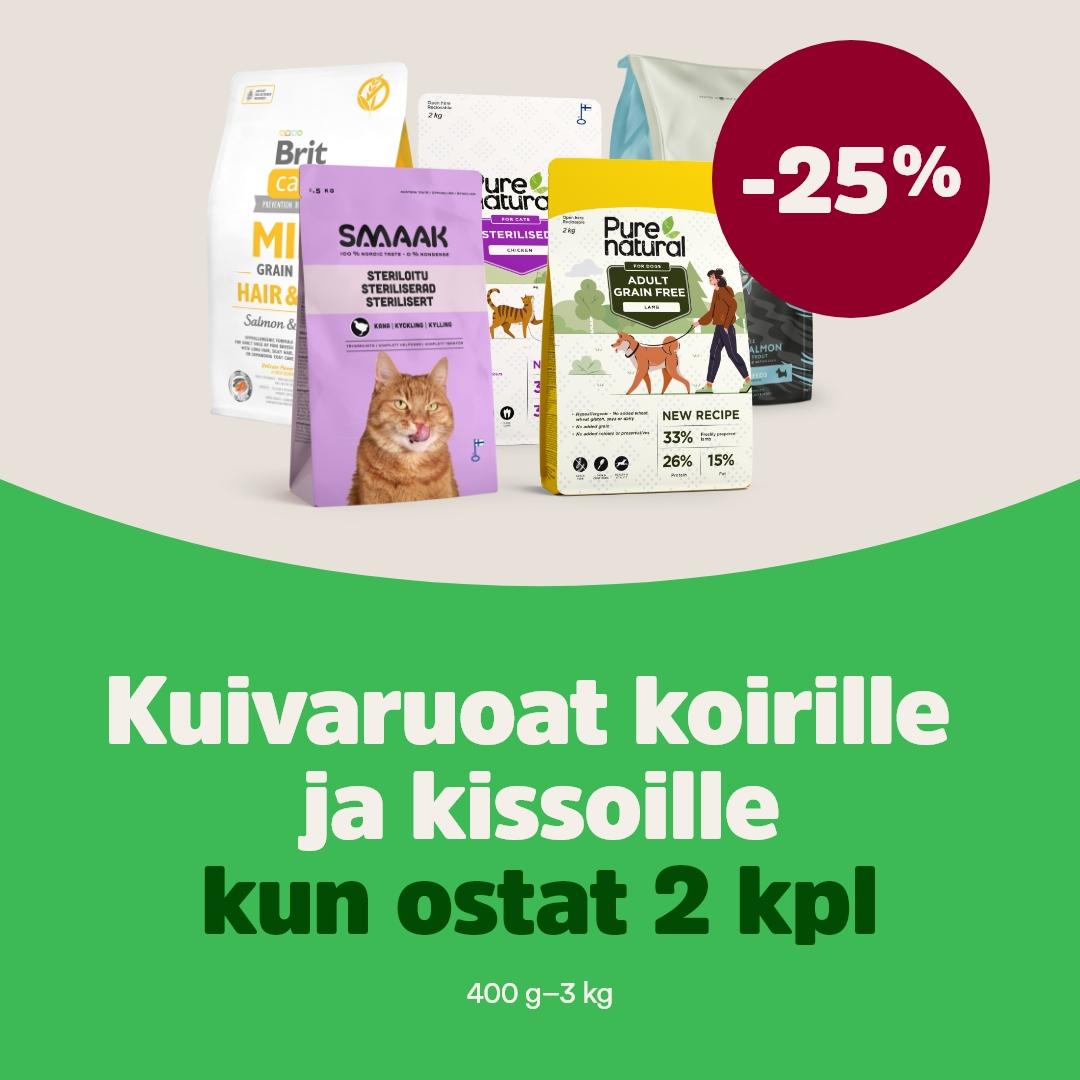 Kuivaruuat koirille ja kissoille 400g-3kg