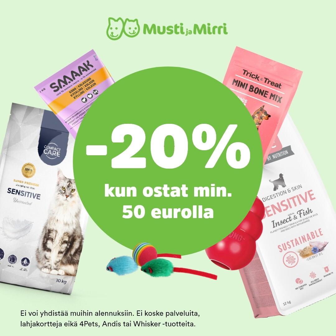 -20% mistä vain tuotteista, kun ostat min. 50 eurolla