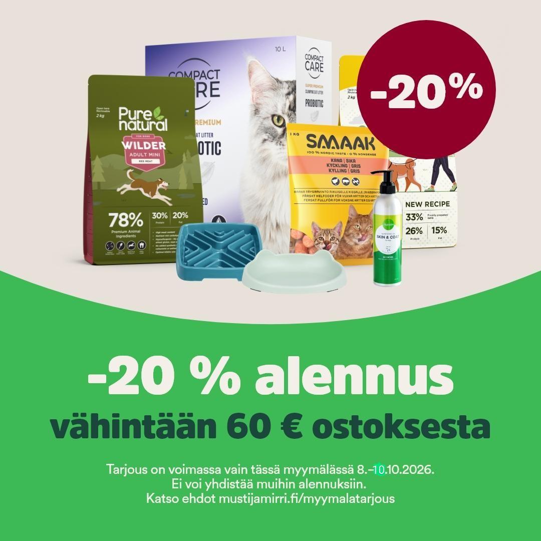 Kun ostat vähintään 60€:lla, saat