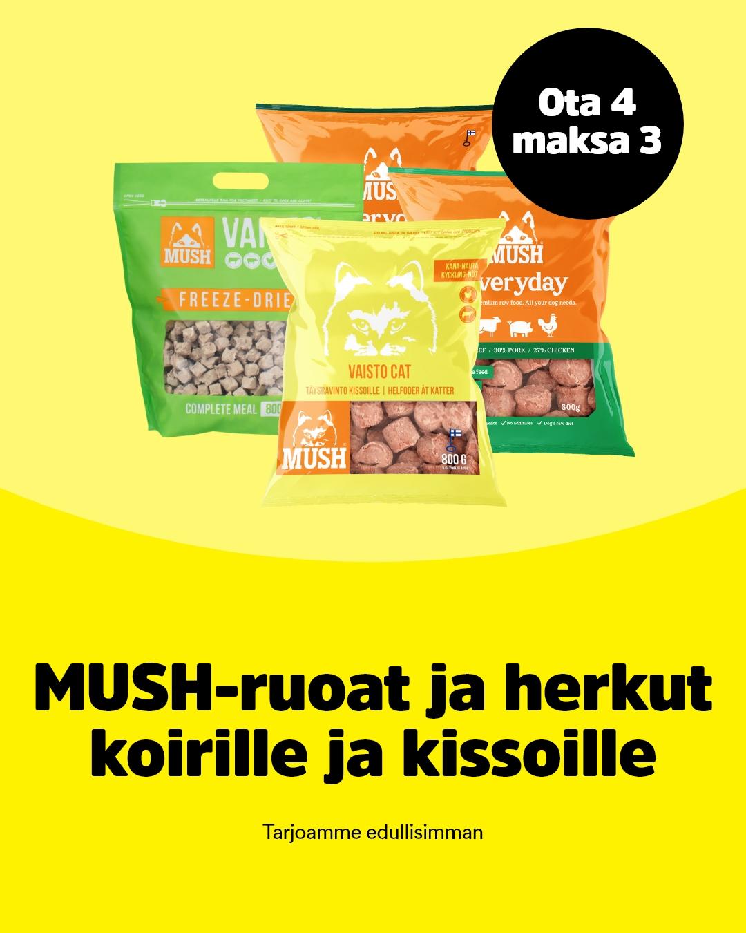 MUSH-ruoat koirille ja kissoille
